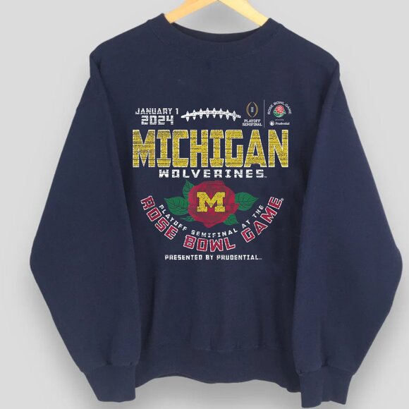 Vintage University Of Michigan Sweatshirts, Michigan Wolverines Rose Bowl Shirts - Picture 2 of 2